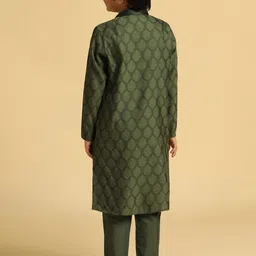 KISAH Men Ethnic Motifs Woven Design Mandarin Collar Straight Kurta With Pyjamas image 3