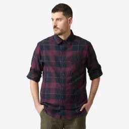 forclaz Men Checked Full Sleeve Light Flannel Shirt Red - Travel 500-picture-14