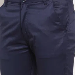 JAINISH Men Navy Blue Smart Slim Fit Solid Regular Trousers image 3