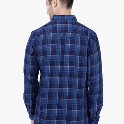 Kuons Avenue Men Blue Smart Slim Fit Checked Casual Shirt image 4