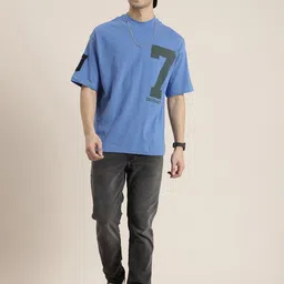 HERE&NOW Varsity Printed Drop-Shoulder Sleeves Relaxed Fit T-shirt image 4