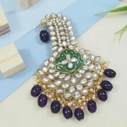 I Jewels Gold Plated Kundan Safa Kalangi Brooch image 1