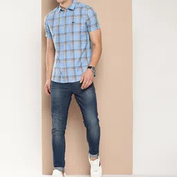 HERE&NOW Men Slim Fit Tartan Checked Casual Shirt image 2