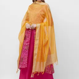 Dupatta Bazaar Yellow Solid Dupatta image 5