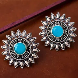 Sukkhi Blue Circular Oxidised Studs-picture-26