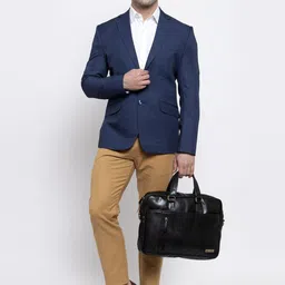 Wintage Men Blue Self Design Tailored-Fit Single-Breasted Blazer image 2