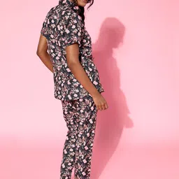 aoba EROTISSCH Women Charcoal Grey & Pink Printed Printed Pyjamas Set image 2