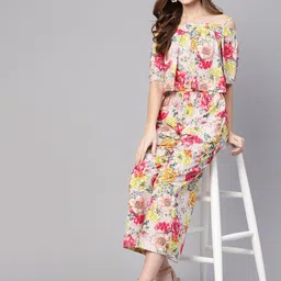 Pannkh Women Pink & Yellow Printed Layered Basic Jumpsuit image 4