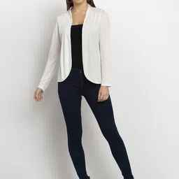 Rute Women Off-White Solid Open Front Shrug image 4