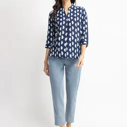 Pink Fort Women Cotton Dabu Half Polka Print Top image 5