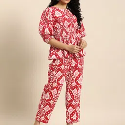 Anayna Printed Pure Cotton Peplum Top with Trousers image 5