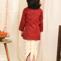 Superminis Boys Maroon Kurta with Dhoti Pants image 4