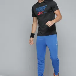 Reebok Men Black & Blue Typography Printed GS Training Statement Speedwick T-shirt image 2