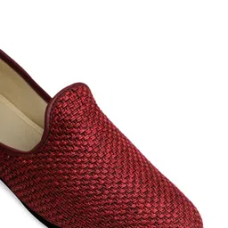PANAHI Men Maroon Woven Design Handmade Mojaris image 5