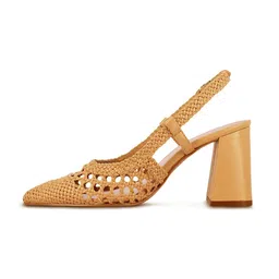 Saint G Yellow Leather Block Pumps with Laser Cuts image 2