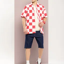 Kook N Keech Pure Cotton Geometric Printed Drop-Shoulder Sleeves Oversized Casual Shirt image 5