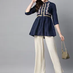 Cottinfab Mandarin Collar Embroidered Tunic image 4