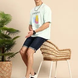 Mast & Harbour Pure Cotton Typography Printed Drop-Shoulder Sleeves Oversized T-shirt image 3