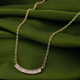 DressBerry Gold Plated CZ studded curved bar necklace-picture-38