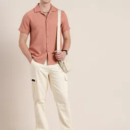 HERE&NOW Textured Self Design Casual Shirt image 3
