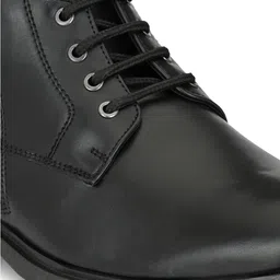 San Frissco Men Black Solid Synthetic Mid-Top Flat Boots image 3