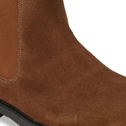 CARLO ROMANO Men Brown Solid Suede Mid-Top Leather Flat Boots image 4