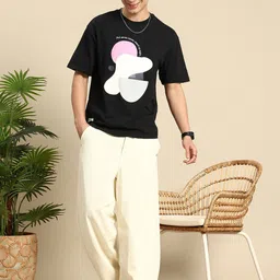 Mast & Harbour Graphic Printed Drop-Shoulder Sleeves Oversized Pure Cotton T-shirt image 3