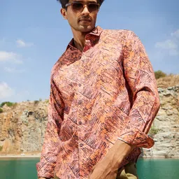 Campus Sutra Classic Abstract Printed Spread Collar Shirt image 1