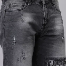 HIGHLANDER Men Grey Washed Slim Fit Denim Shorts image 4