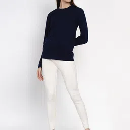 FABNEST Women Acrylic White Solid Ankle-Length Leggings image 2