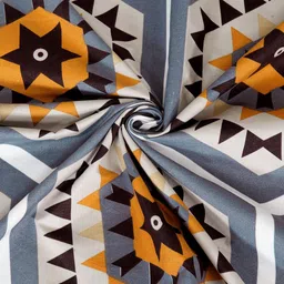 KLOTTHE Grey & Blue Geometric 210 TC Polycotton 2 Single Bedsheet with 2 Pillow Covers image 4