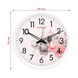 RANDOM White & Pink Floral Printed 30 cm Analogue Wall Clock image 4