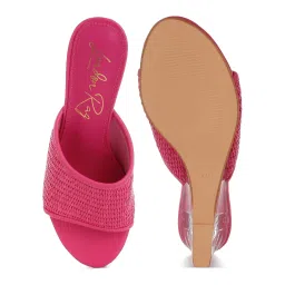 London Rag Pink Raffia Clear Heel Wedge Heels image 5