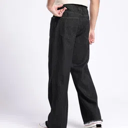 glitchez Men Street Flow Wide Leg Light Faded Frayed Jeans image 3