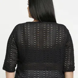 Style Quotient Plus Size Women Self Design Lace Open Front Smart Casual Shrug image 5