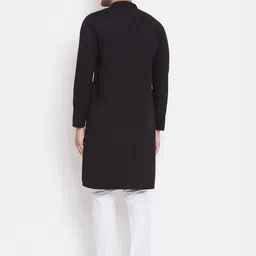 Hypernation Men Black Lucknowi Kurta image 4
