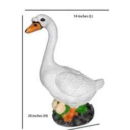 Wonderland White Big Goose With Eggs Statue For Garden image 4