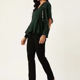 Deewa Slit Sleeve Crepe Wrap Top image 5