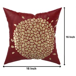 Kuber Industries Maroon & Gold-Toned Set of 5 Floral Velvet Square Cushion Covers image 5