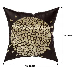 Kuber Industries Brown & Gold-Toned Set of 4 Floral Velvet Square Cushion Covers image 3