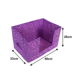 Kuber Industries Set Of 2 Purple & Pink Floral Printed Shirt Stacker Organisers With Handles image 4