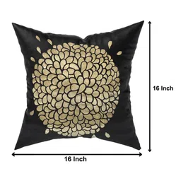 Kuber Industries Set Of 5 Black & Gold-Toned Floral Velvet Square Cushion Covers image 4