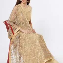 Dupatta Bazaar Women Gold-Toned Embroidered Dupatta image 2