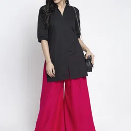 GRACIT Women Pink & Green Set of 2 Solid Wide Leg Palazzos image 5