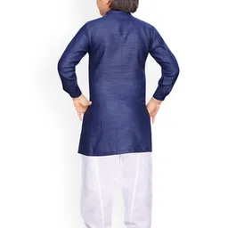Aj DEZInES Boys Blue & White Solid Kurta with Pyjamas image 3