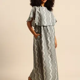 Mystere Paris Geometric Print Flared Sleeve Maternity A-Line Maxi Dress image 3