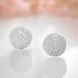 Rubans Silver Plated Circular Stud Earrings with Sparkling CZ Studs-picture-27