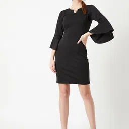 Miss Chase Women Black Solid Keyhole Neck Bodycon Dress-picture-32