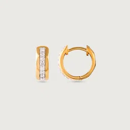 Mia by Tanishq 18KT Yellow Gold Natural Diamond Hoop Earrings - 3.691 gm image 2