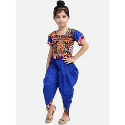 BownBee Girls Blue Embellished Top with Dhoti Pants image 2